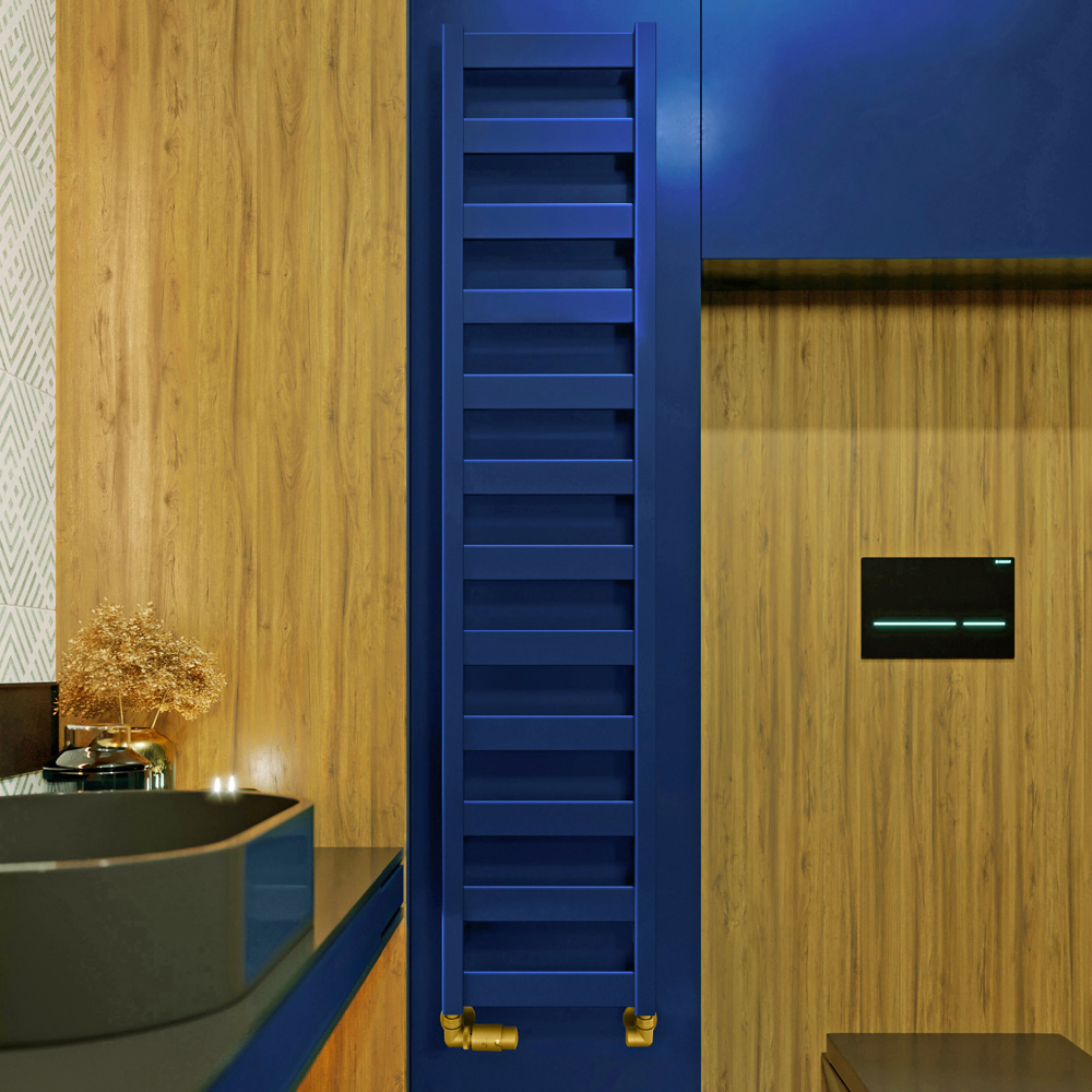 Terma Vivo Denim Blue Heated Towel Rail 1215 BTU 1390 x 300mm Image 2