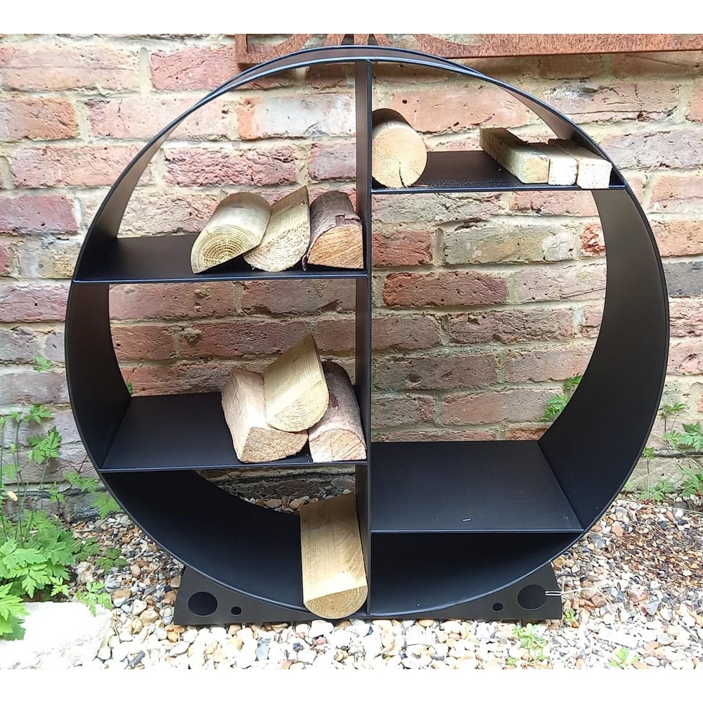 Inspirational Gifting Black Round Steel Log Holder 80cm Image 2