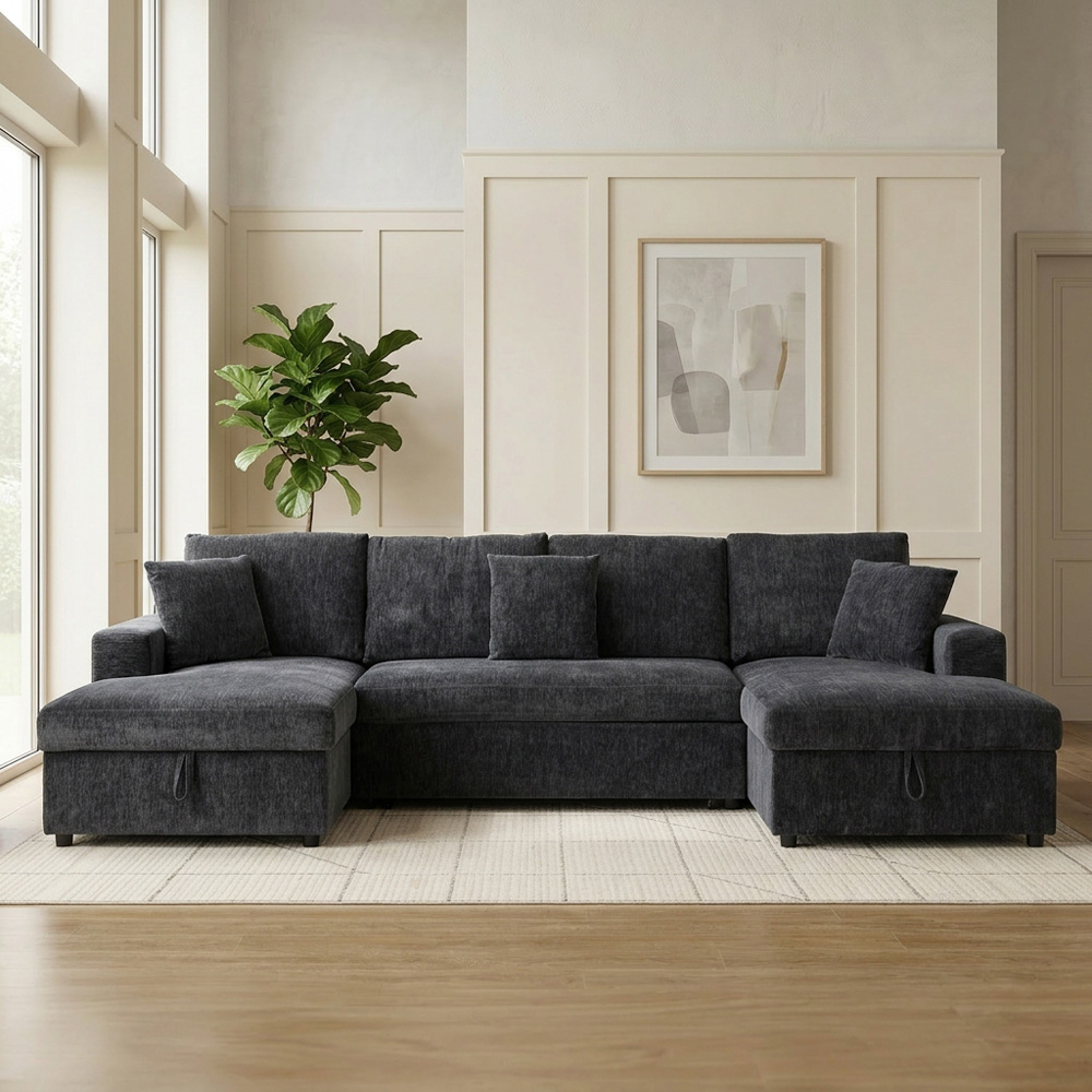 Maddox Pull Out Sofa Bed with Storage Grey Image 4