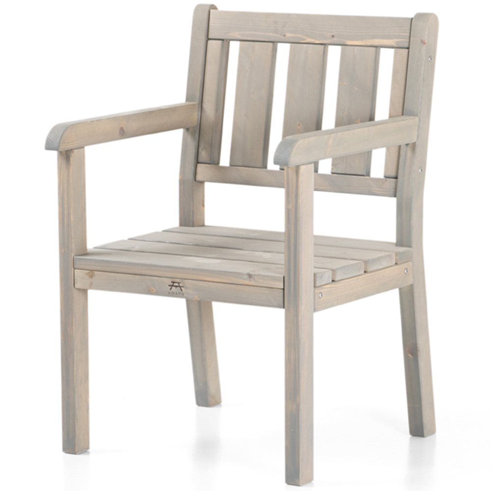 AMATA Ungurs Grey Wooden Straight Garden Chair Image 2