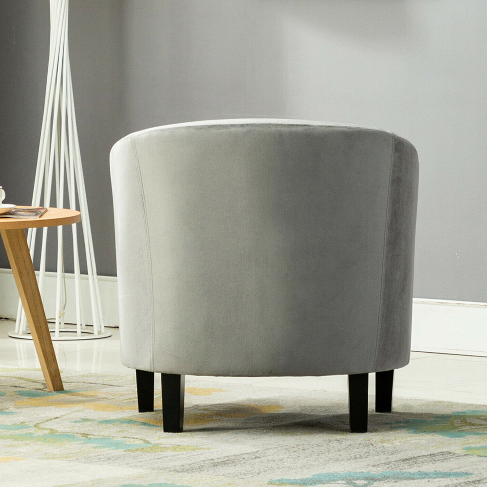 Grey Velvet Fabric Tub Arm Chair Image 5