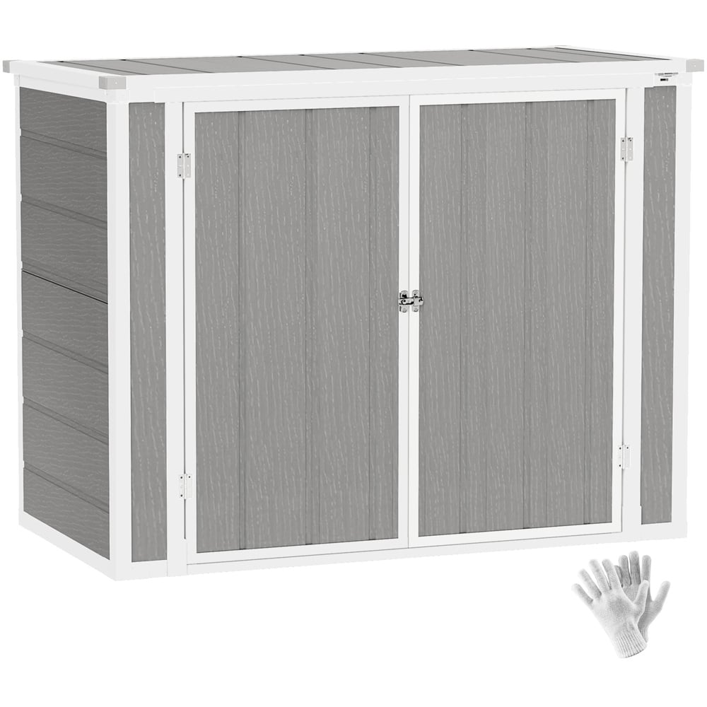Outsunny 4.7 x 2.5ft Grey Lockable Double Bin Shed Image 1