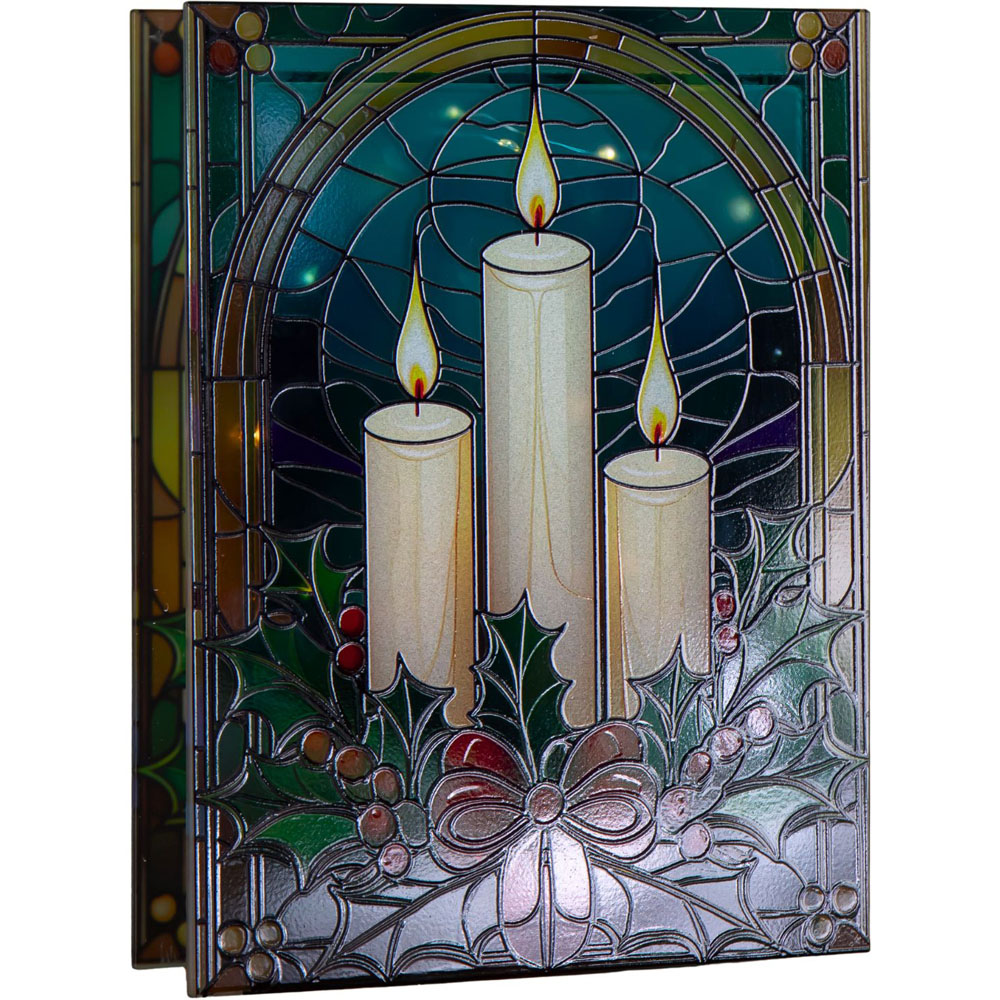 Samuel Alexander Warm White LED Double Sided Glass Stained Candles Light Up Christmas Decoration Image 2