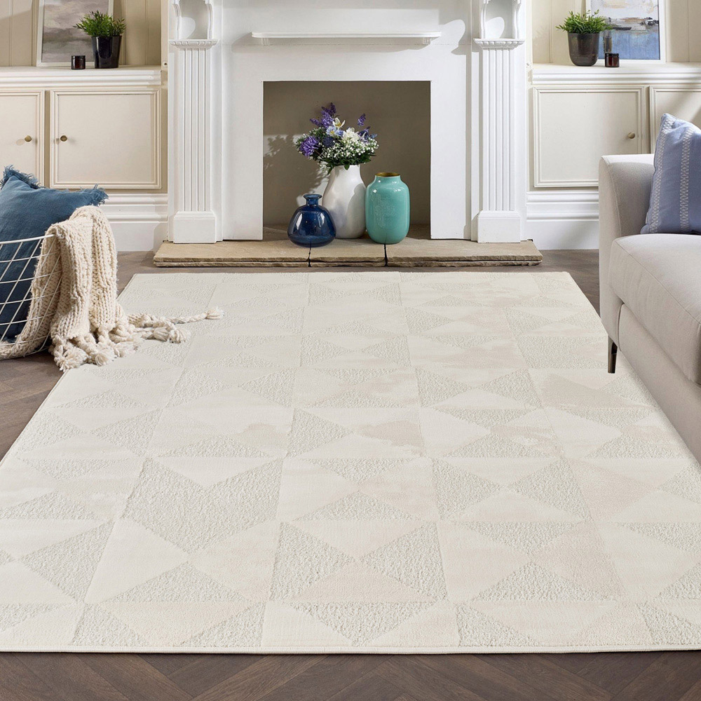 Desire Rugs Hamilton Cream Geometric Triangle Mosaic Rug 160 x 230cm Image 5