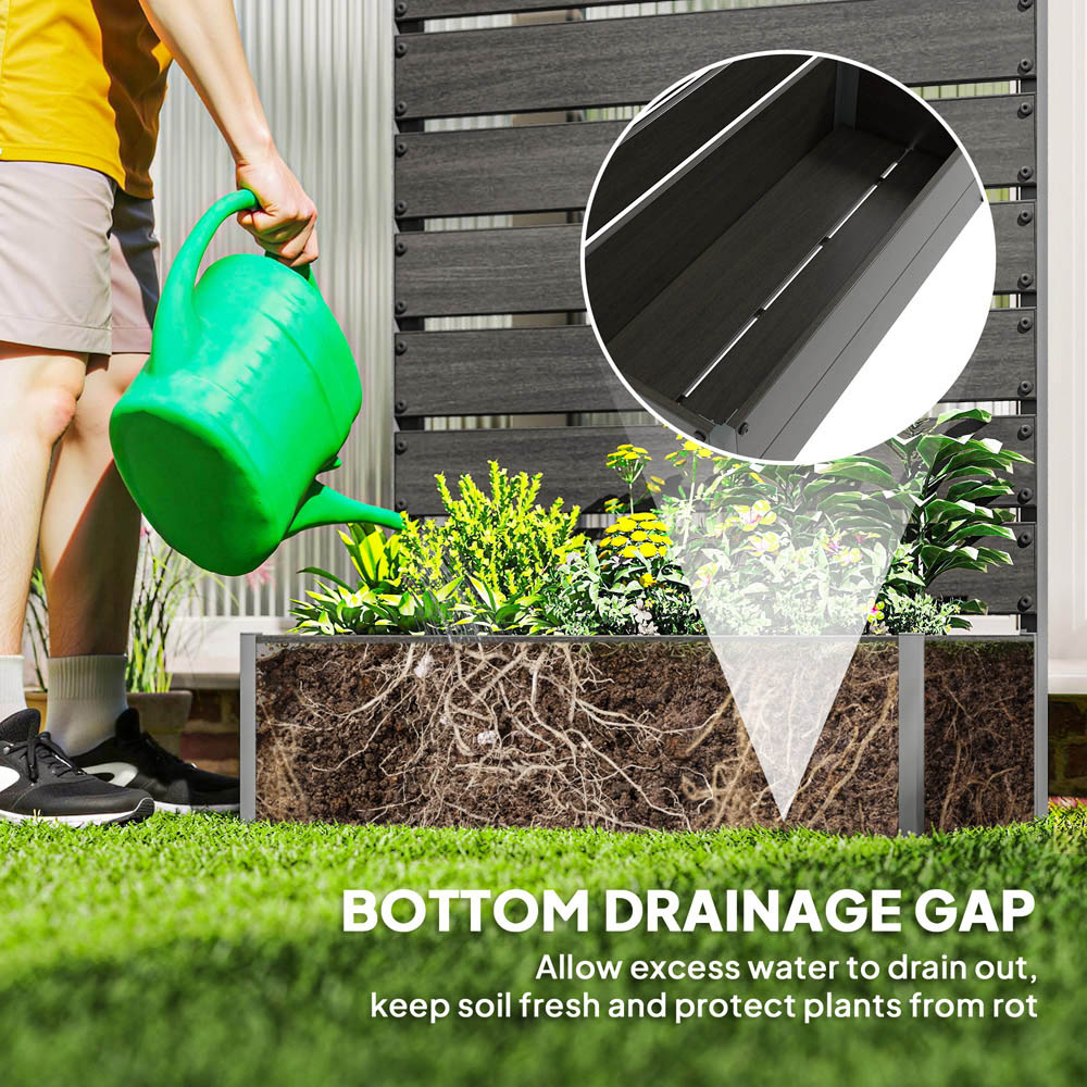Outsunny Black Raised Garden Bed with Trellis 180 x 38 x 91cm Image 7