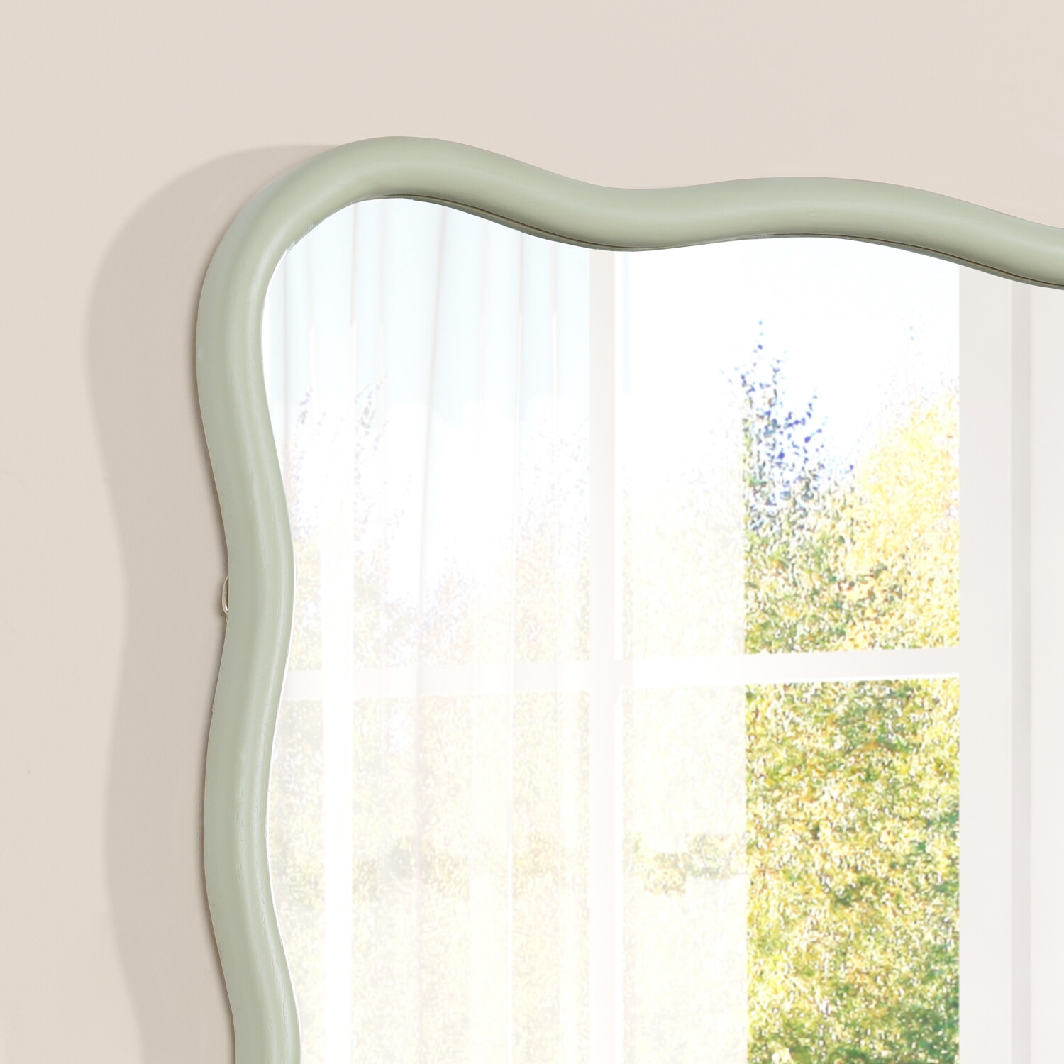 Muted Green Wave Mirror Green Image 3