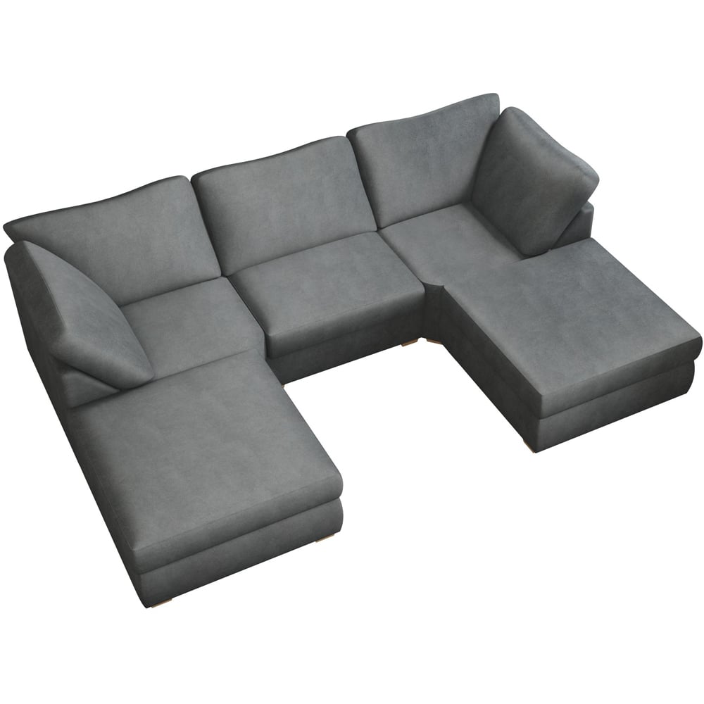 Nestle 5 Seater Steel Plush Velvet Fixed Back U-Shape Sofa Image 4