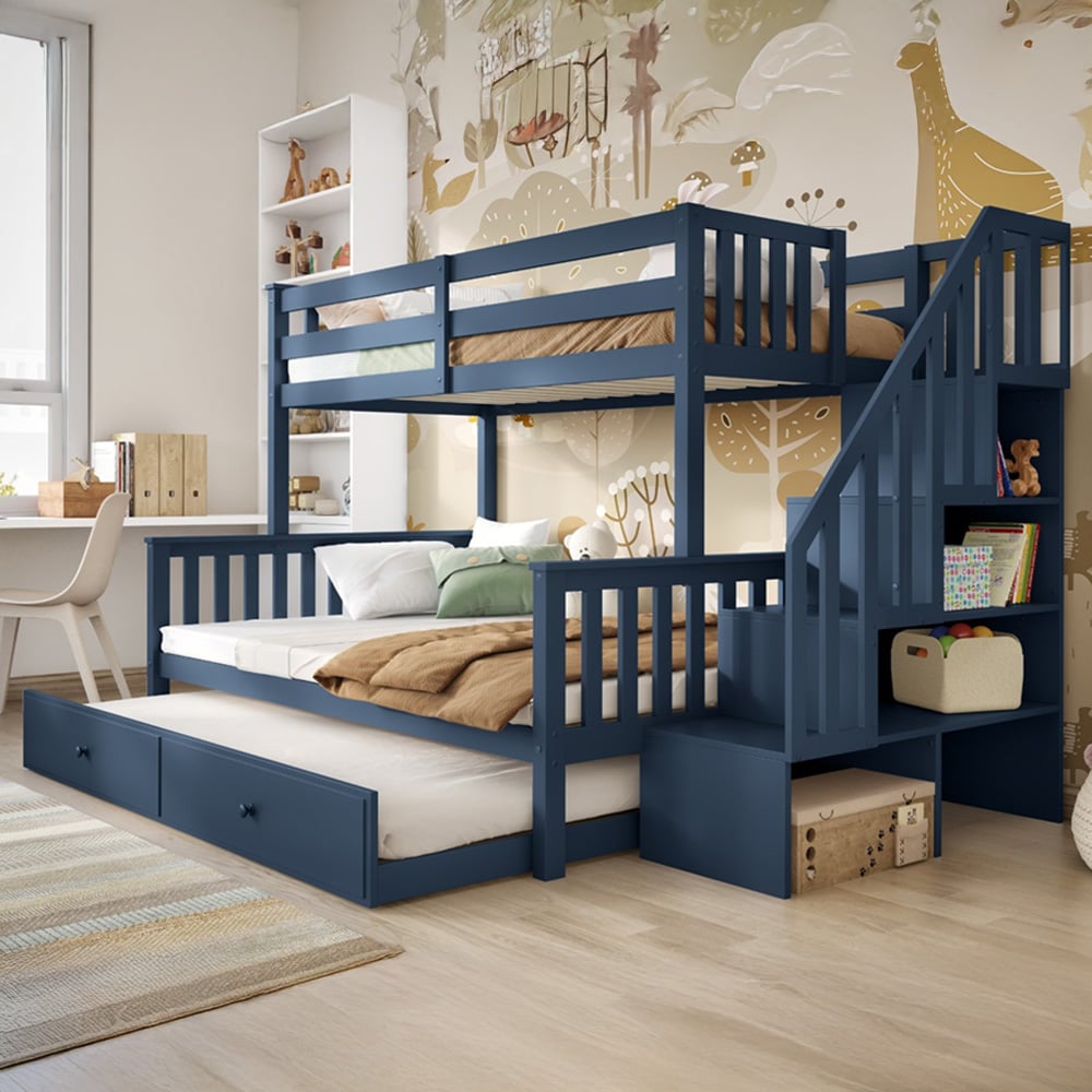 Flair Tag Navy Triple Staircase Bunk Bed with Trundle Image 6