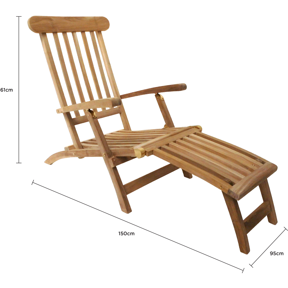 Charles Bentley Teak Steamer Sun Lounger Image 5