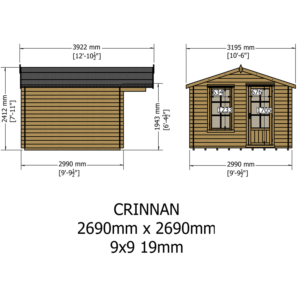 Shire Crinan 10 x 10ft Wooden Log Cabin Image 9