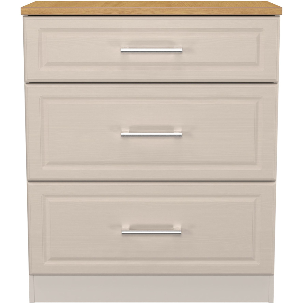 Crowndale Kent 3 Drawer Kashmir Ash and Modern Oak Deep Chest of Drawers Ready Assembled Image 2