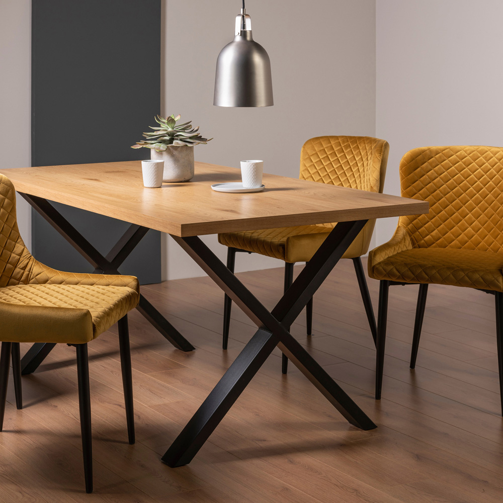 Bentley Designs Ramsay 6 Seater Rustic Oak Effect Melamine Dining Table with X Shape Legs Image 6