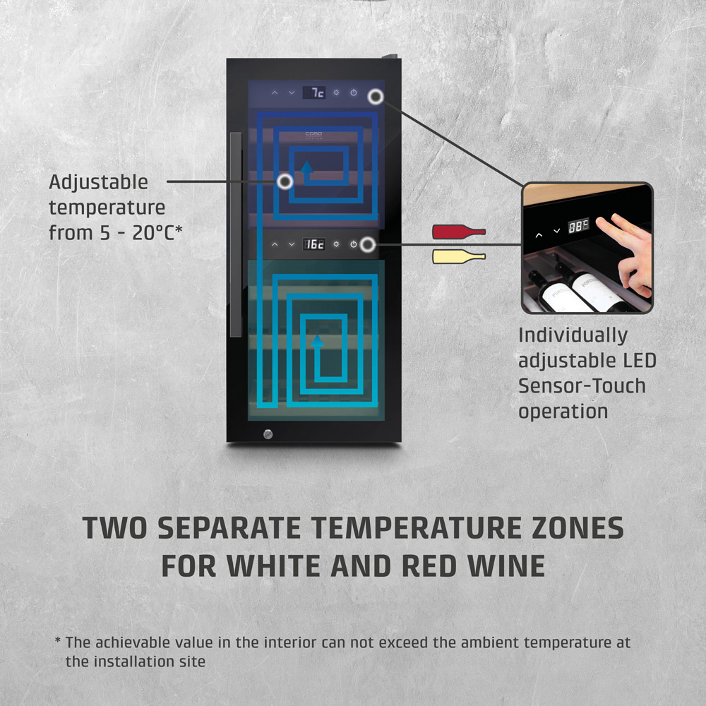 CASO Design WineExclusive 718 Black 24 Bottle Smart Wine Cooler Fridge Image 3