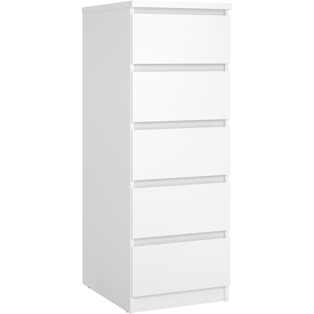 Florence 5 Drawer White High Gloss Narrow Chest of Drawers Image 2