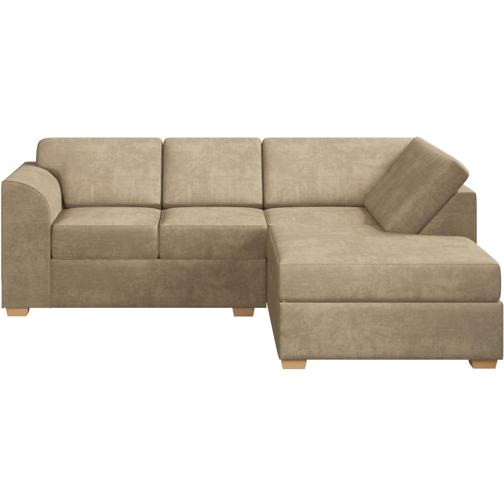 Modo 3 Seater Mink Plush Velvet Right Hand Fixed Back L-Shape Corner Sofa Image 3