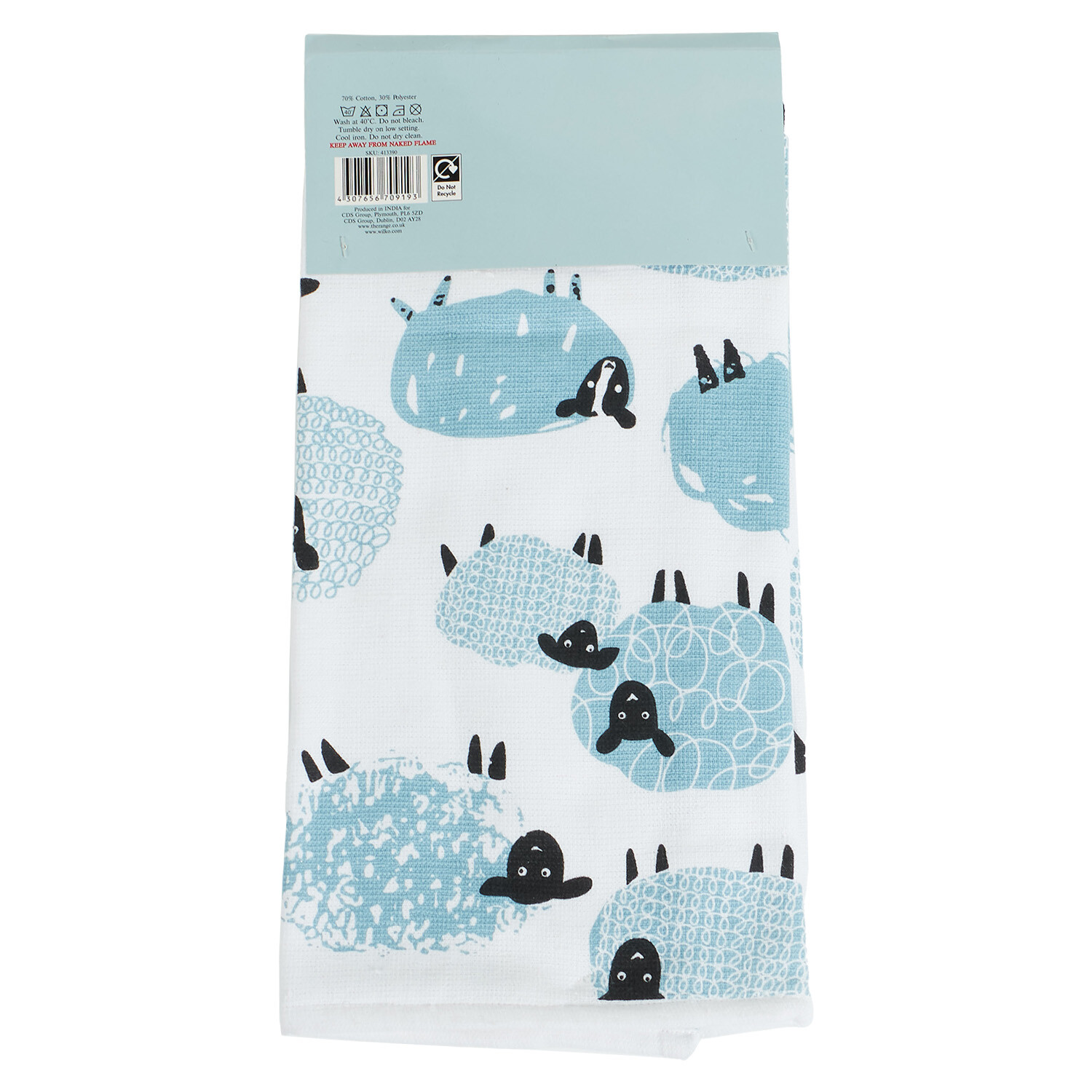 Highland Flock Reversible Tea Towel - Blue Image 5