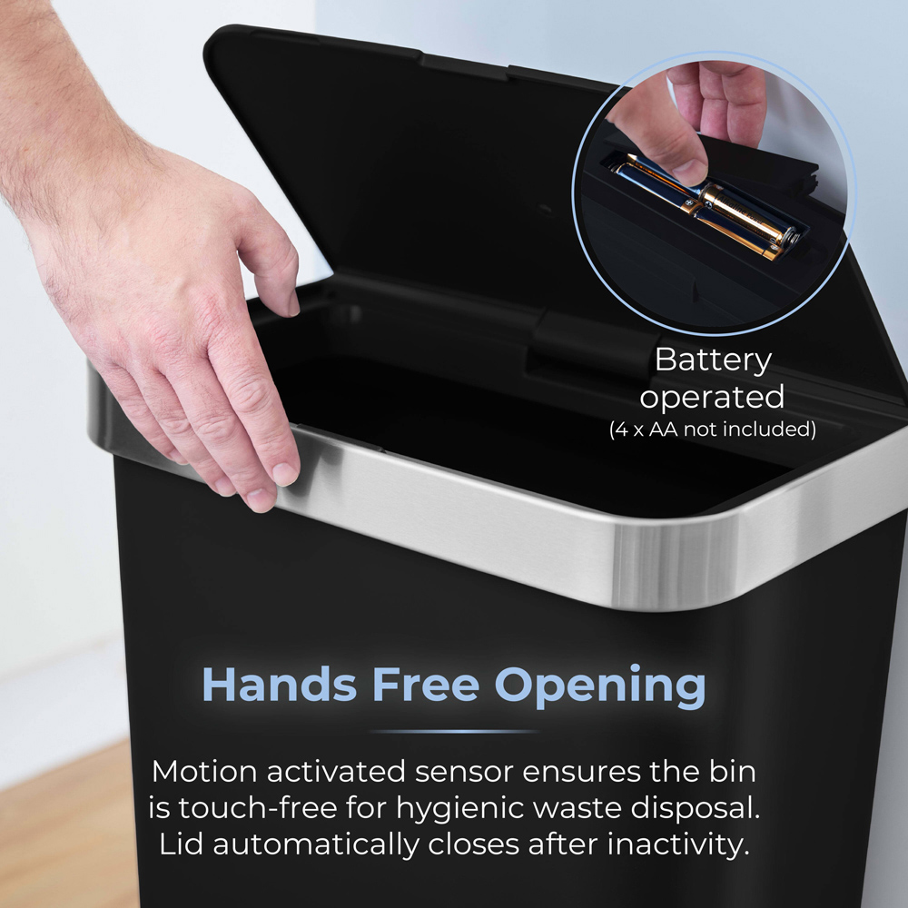 Tower Rectangular Black ABS Sensor Bin 50L Image 3