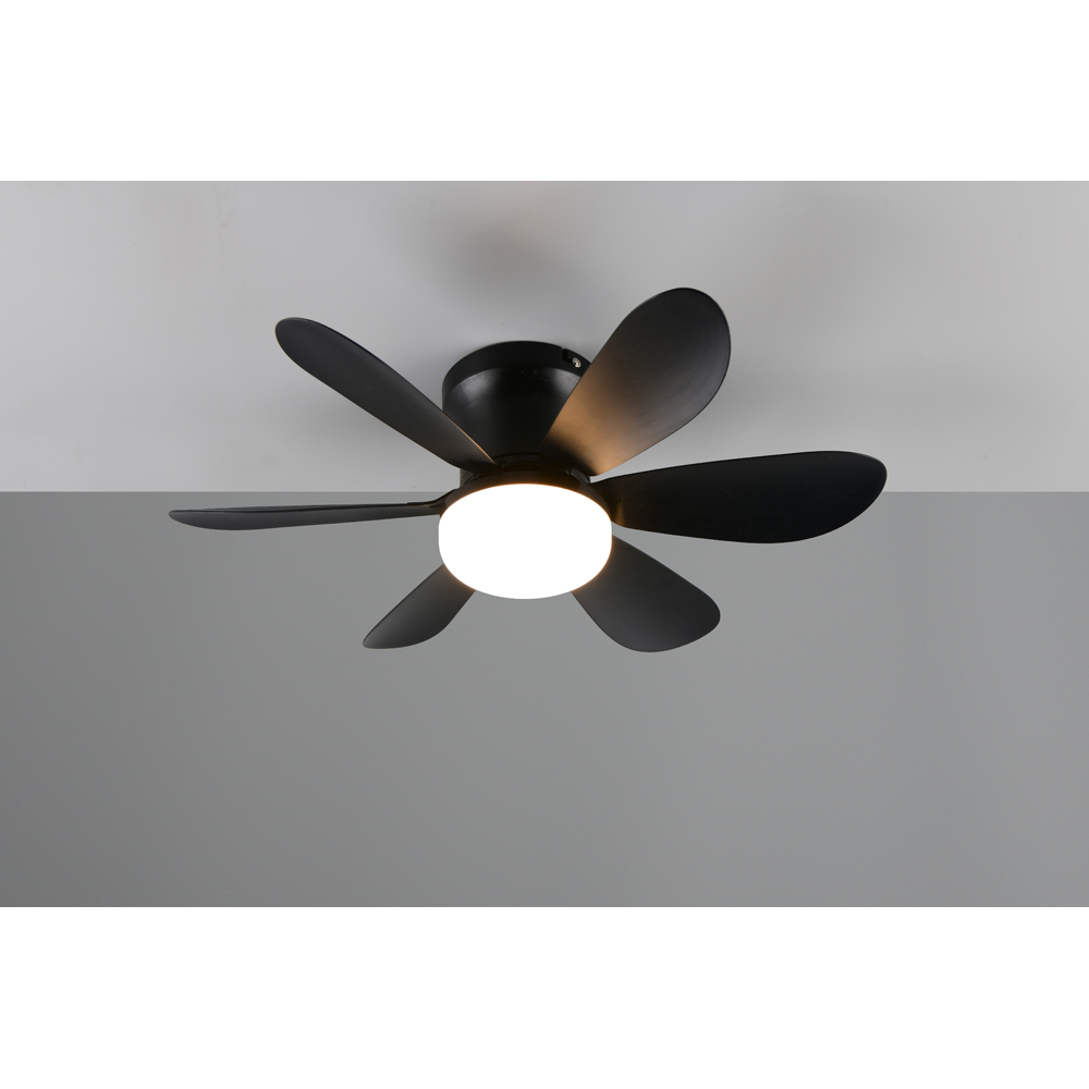 TRIO Lund Matt Black LED Ceiling Fan Light with Remote Control Image 2