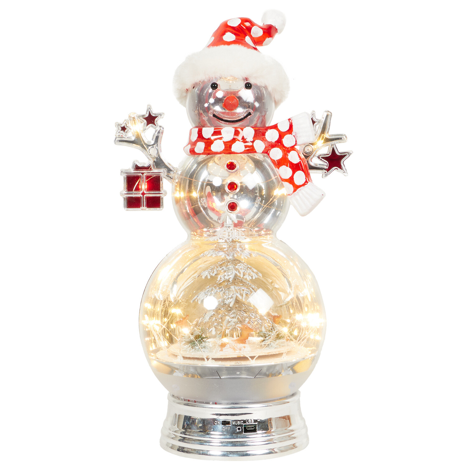 LED Musical Snowman with Winter Scene - Silver Image 2