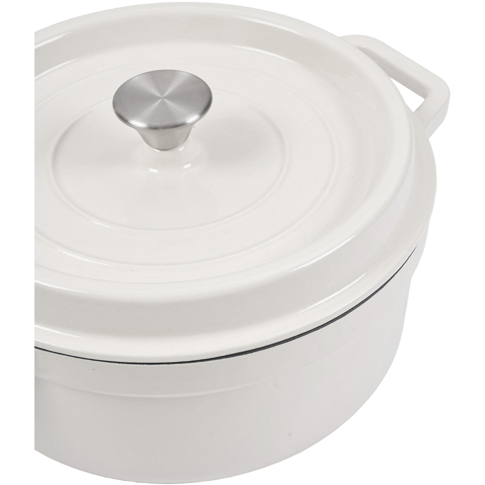 Living and Home 2L Beige White Enamelled Cast Iron Dutch Oven Image 5