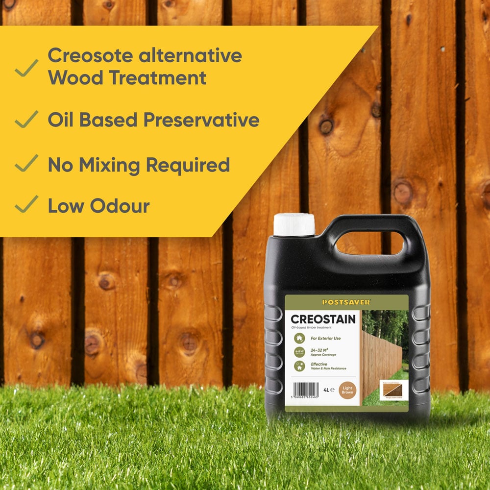 Postsaver Creostain Light Brown Oil Based Fence & Shed Stain (Creosote/Creocote Alternative) 16L Image 2