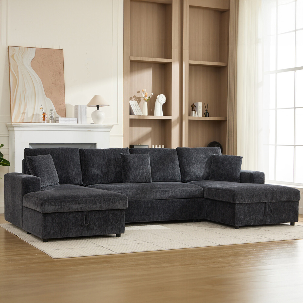 Maddox Pull Out Sofa Bed with Storage Grey Image 5