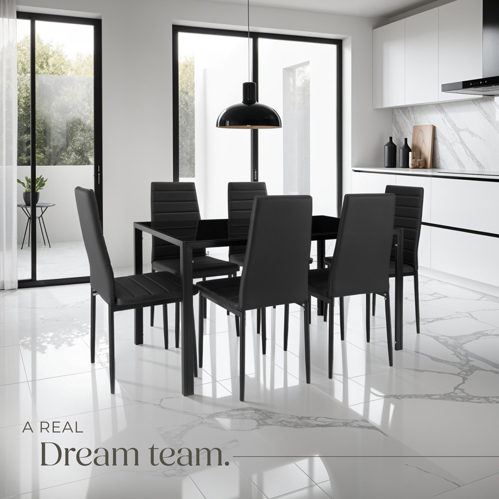Tectake 6 Seater Black Dining Set Image 6