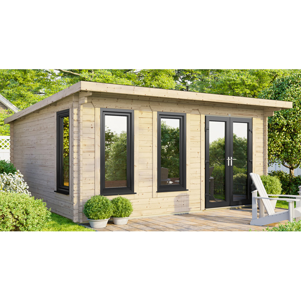 Power Sheds 16 x 14ft Right Double Door Pent Log Cabin Image 3