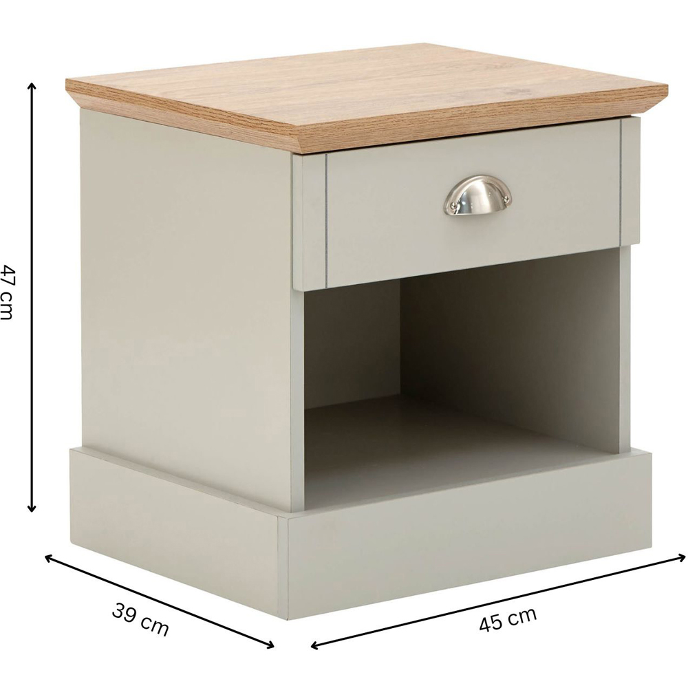 GFW Kendal Single Drawer Grey Bedside Table Image 9