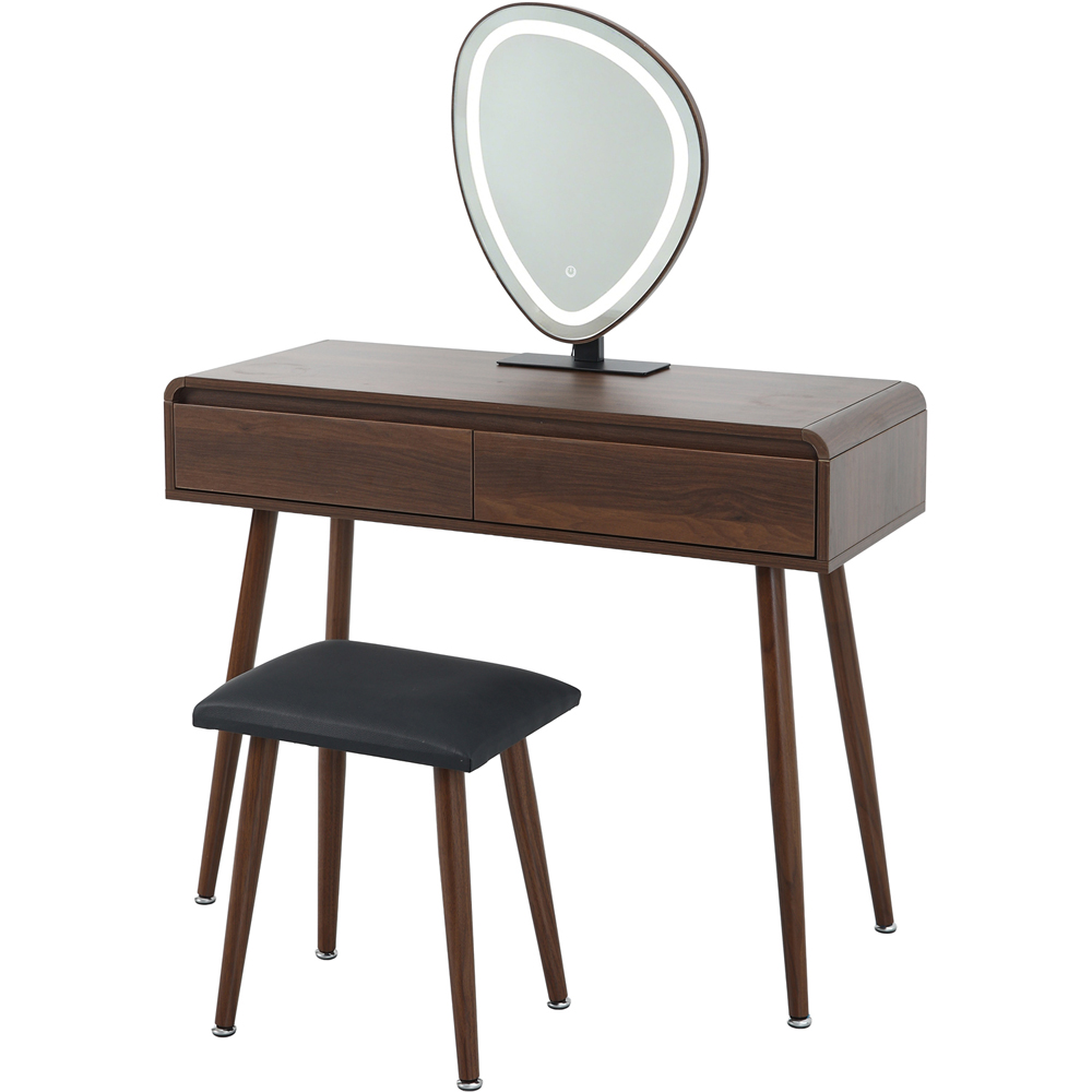 Abstract LED Mirror Dressing Table Brown Image 3