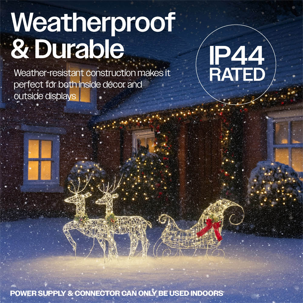 Xmas Haus 105 Warm White LED Sledge and Deer Christmas Decoration Set of 3 Image 4