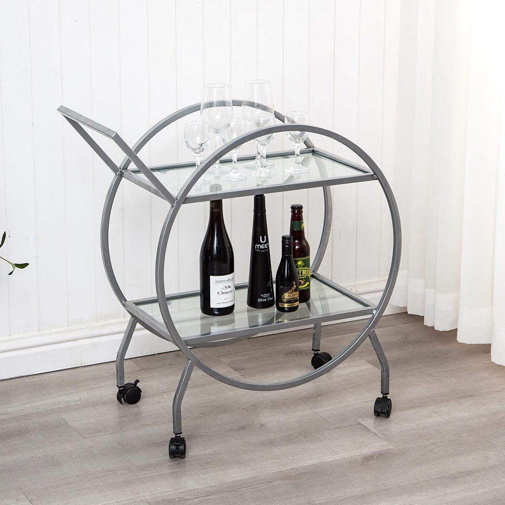 Silver Finish Vintage Style Drinks Trolley Image 2