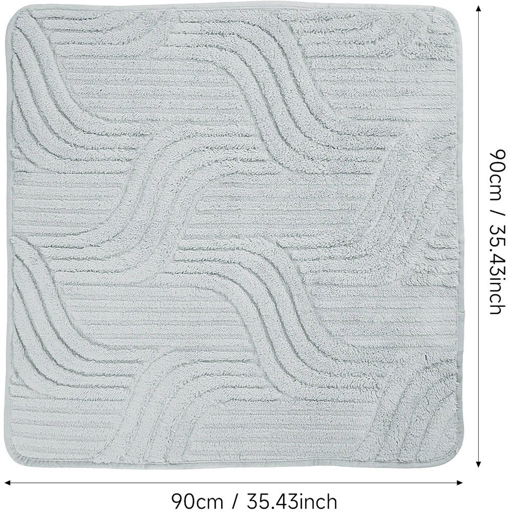 Living and Home 90 x 90cm Light Grey Minimalist Wavy Geometric Non-Slip Sofa Mat Image 7