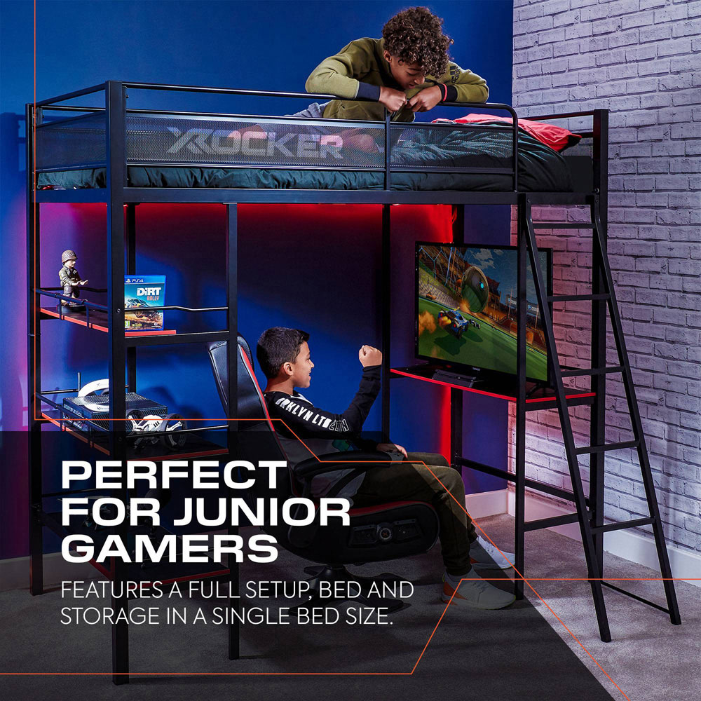 X Rocker Fortress High Sleeper Gaming Bunk Bed with Storage Image 6