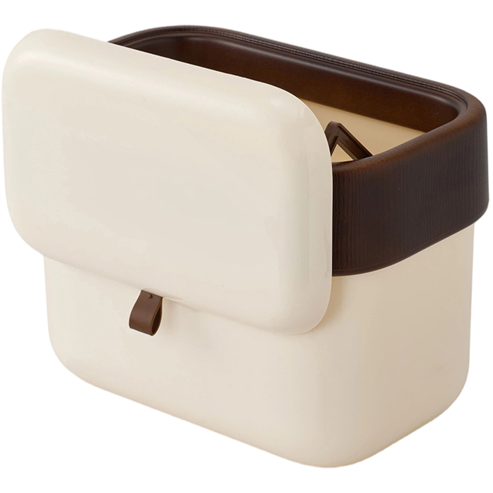 Living and Home Cream White Hanging Kitchen Bin with Lid 7L Image 3
