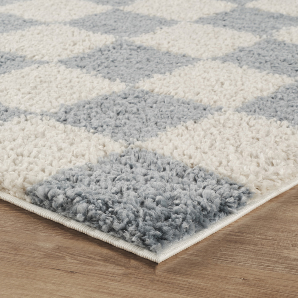 Desire Rugs Chester Duck Egg Blue Shaggy Checkered Rug 160 x 230cm Image 3