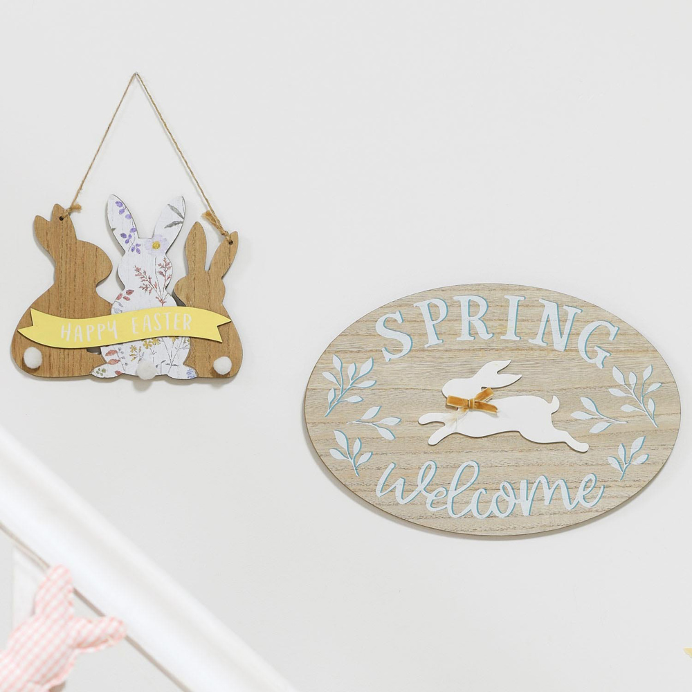 Welcome Spring Bunny Plaque - Brown Image 2