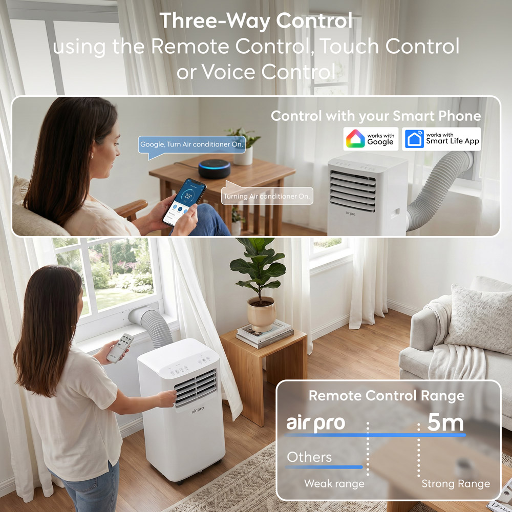 Air Pro 4-in-1 White Smart Control Wi-Fi Portable Air Conditioner with Heating 7000 BTU Image 6