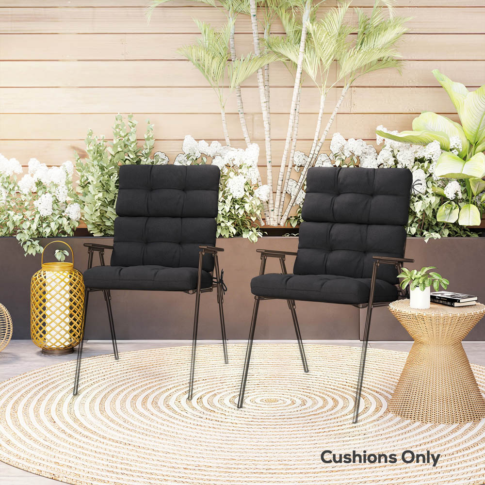 Outsunny Black Garden Seat Cushion with Backrest 2 Pack Image 3