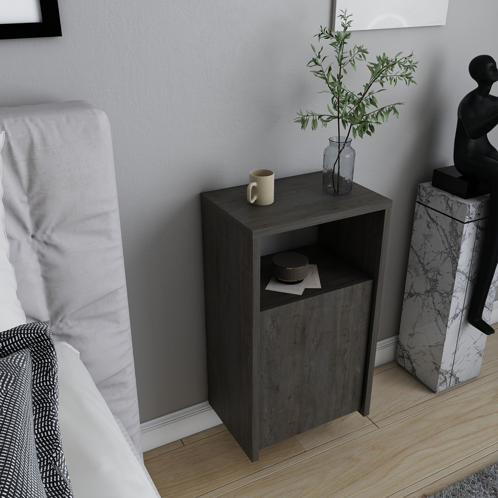 Decorotika Carlin Single Door Single Shelf Wenge Bedside Table Image 5