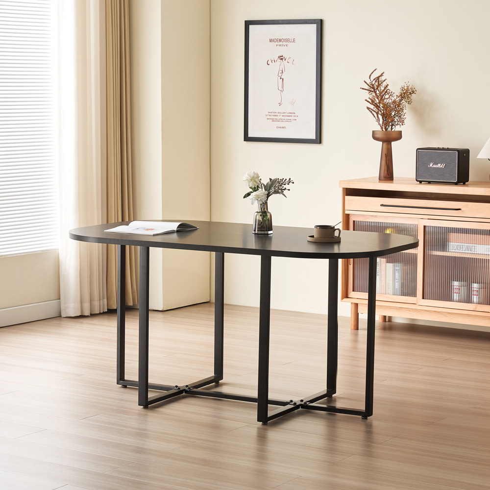 Comfy Living 6 Seater Dining Set Black and White Image 5