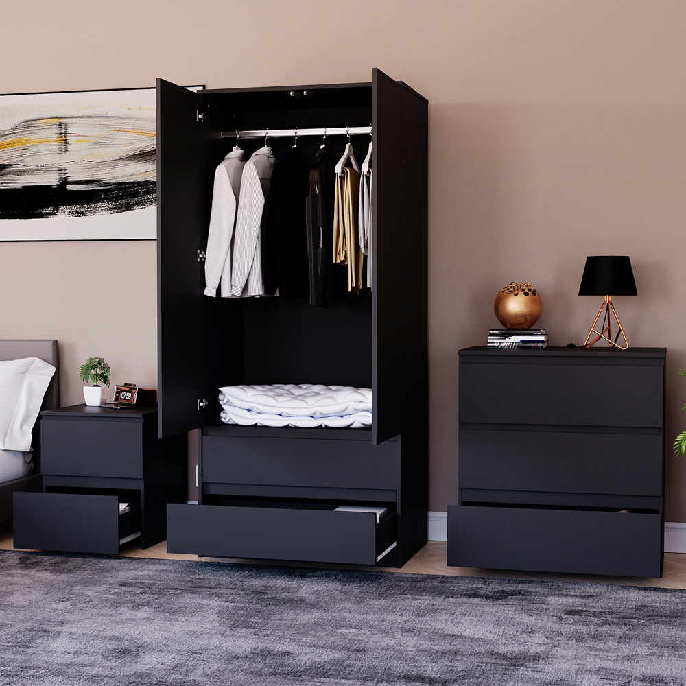 Vida Designs Denver Black 3 Piece Bedroom Furniture Set Image 5