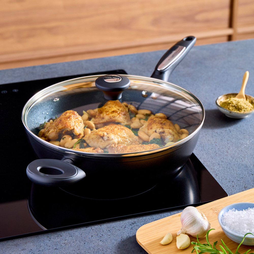 Morphy Richards 28cm Graphite Forged Aluminium Lidded Saute Pan Image 2