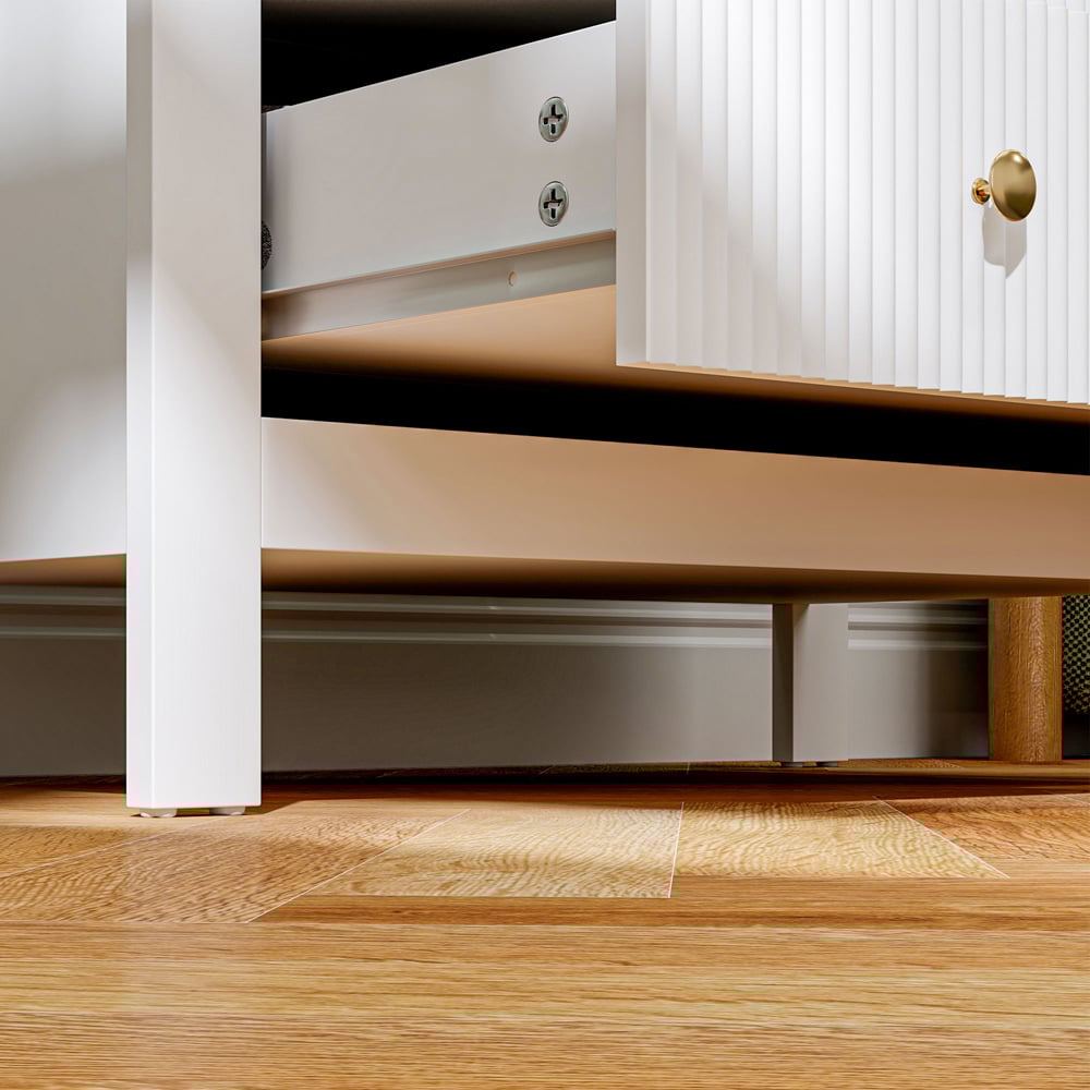 Portland 5 Drawer White Fluted Chest of Drawers with Gold Tone Handles Image 3