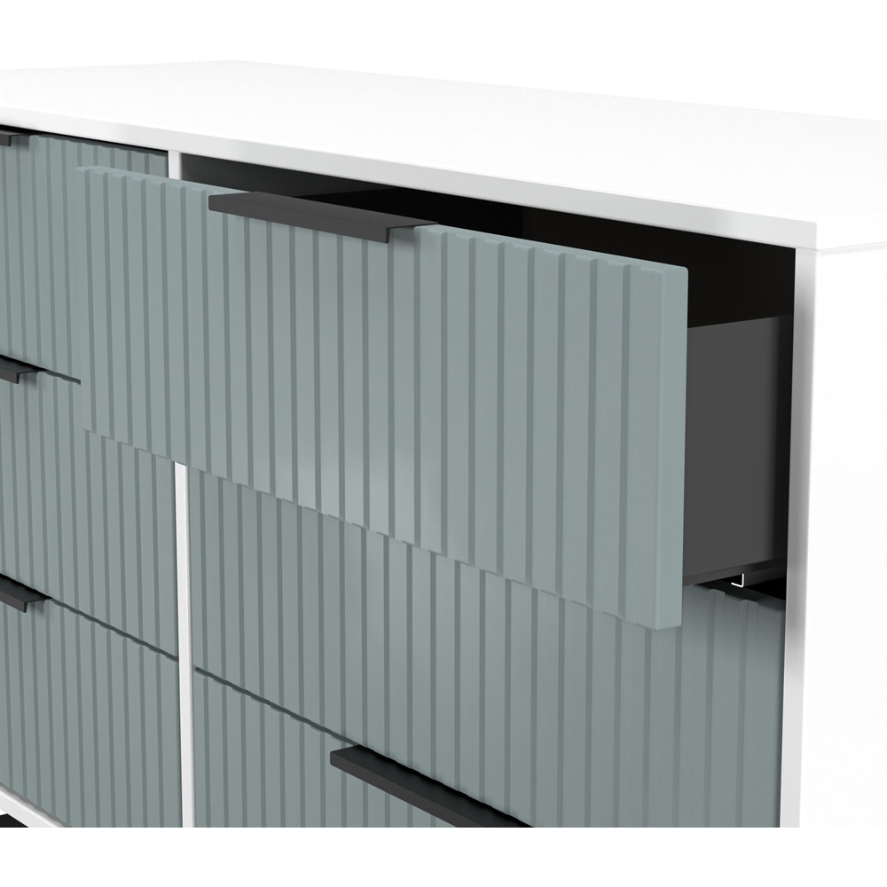 Crowndale Fluted 6 Drawer Duck and White Matt Wide Chest of Drawers Ready Assembled Image 6