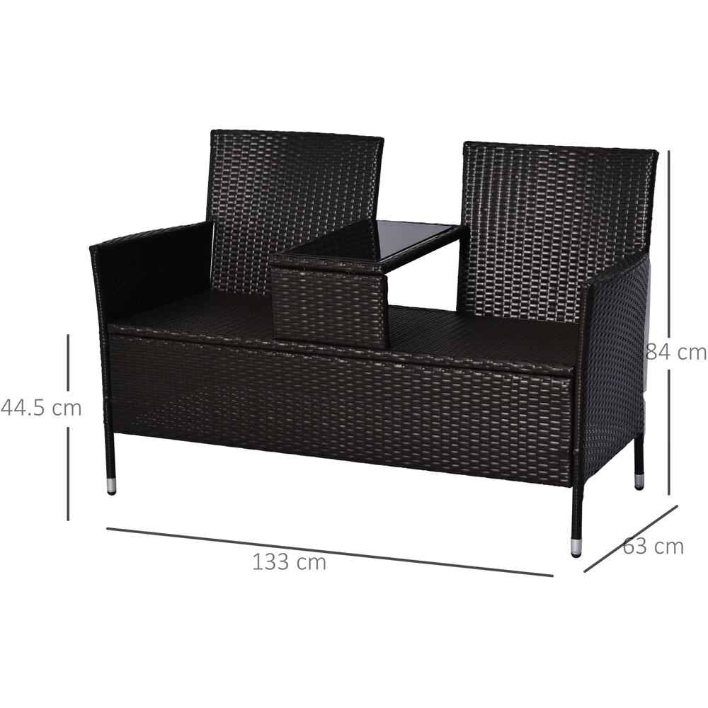 Outsunny 2 Seater Rattan Bistro Set Dark Brown Image 8