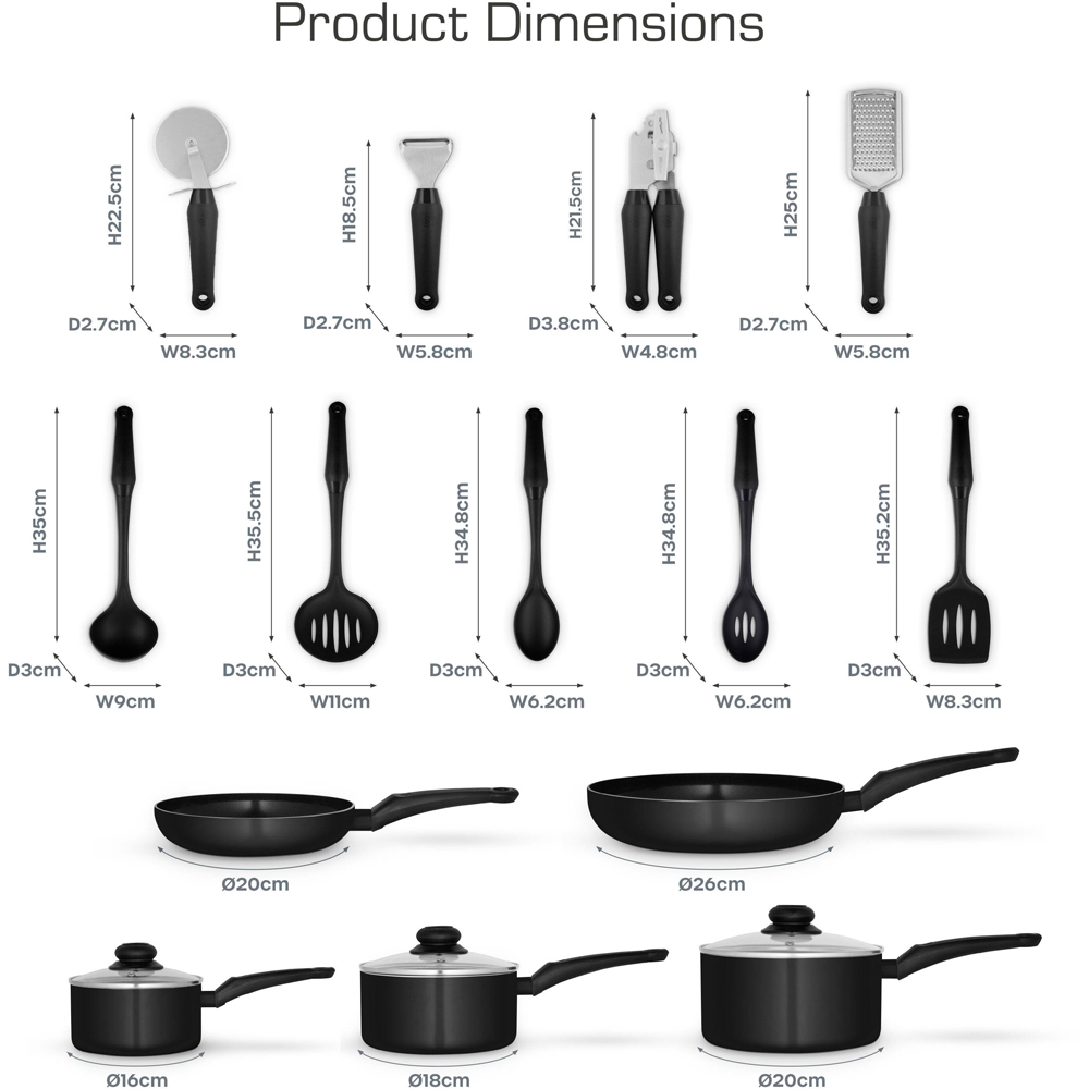 Swan Townhouse 14 Piece Black Pan and Tool Set Image 9