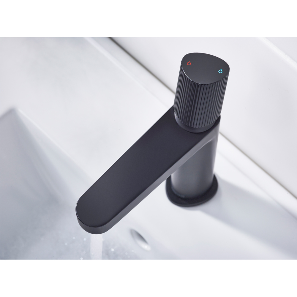 Bristan Liso Matt Black Basin Mixer with Clicker Waste Image 6