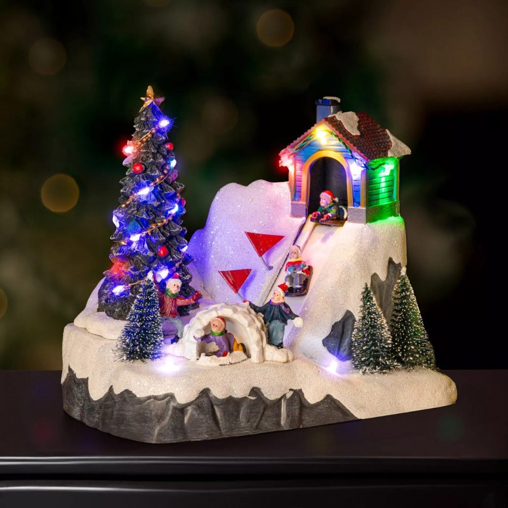Marco Paul LED Ski Slope Christmas Village Scene Decoration Image 7