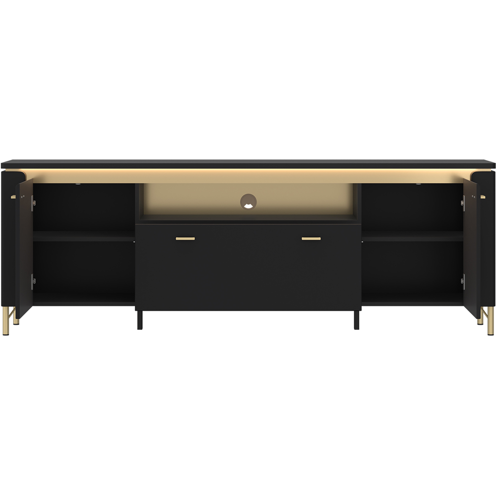 Furniture To Go Genoa 2 Door Single Drawer Black TV Cabinet Image 3